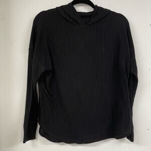 Chaser Black Waffle Knit Thermal Long Sleeve Sweater Womens M Hoodie Casual